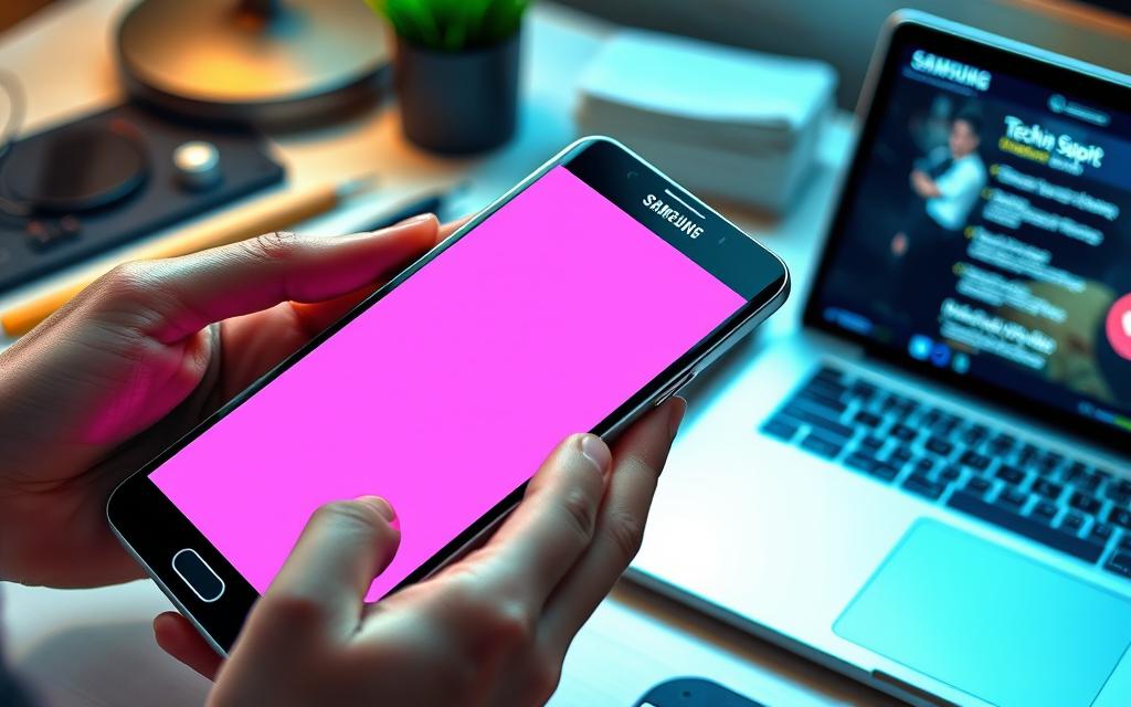 how to fix pink screen on samsung phone