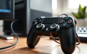 PS4 controller connected to PC via USB